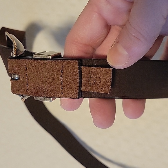 Lucky Brand Brown Leather Boho Belt with Two Tone Buckle - Picture 2 of 11